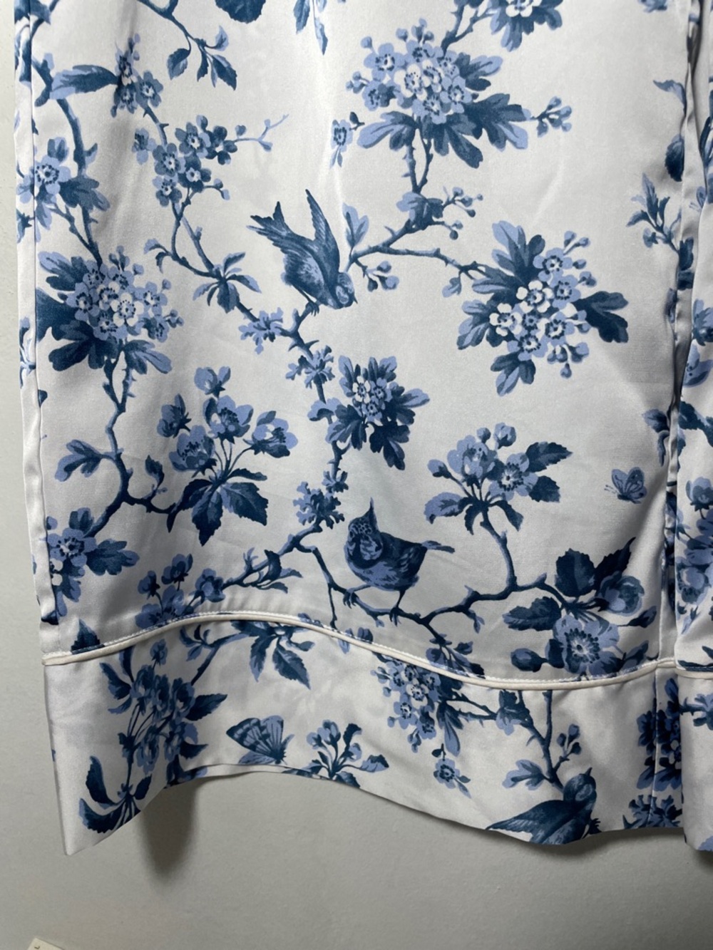 Abercrombie & Fitch Bird & Flower Print Satin Pajama Bottoms L - Picture 7 of 11